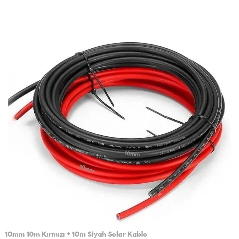 1 METRE 1x6 mm2 DC Siyah, 1 METRE 1x6 mm2 DC Kırmızı Kablo 1500V